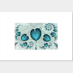 Blue Hearts Pattern Posters and Art